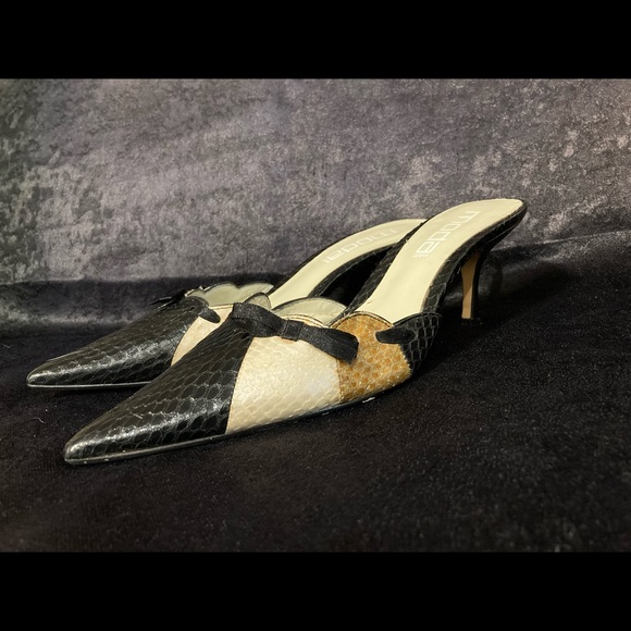 Moda Spana black/brown snakeskin pumps size 6.5 - Picture 2 of 5